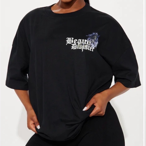 Fashion Nova Beautiful Disaster Tee - Black - Picture 5 of 6